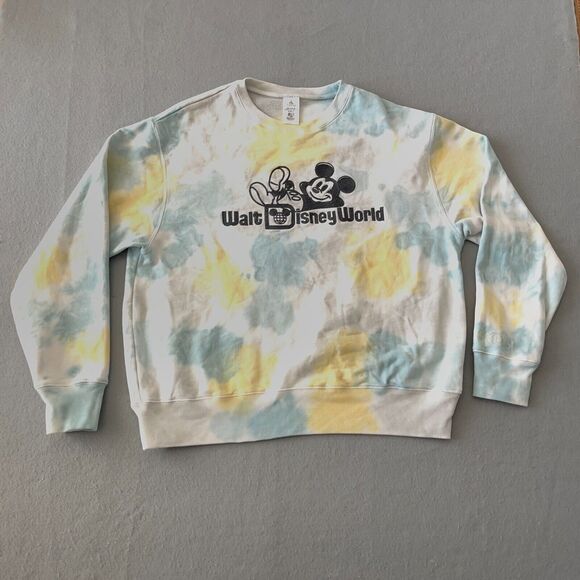 Disney Sweatshirt Size Large Mickey Mouse Tie Dye Embroidered Sweater‎ - Picture 1 of 9